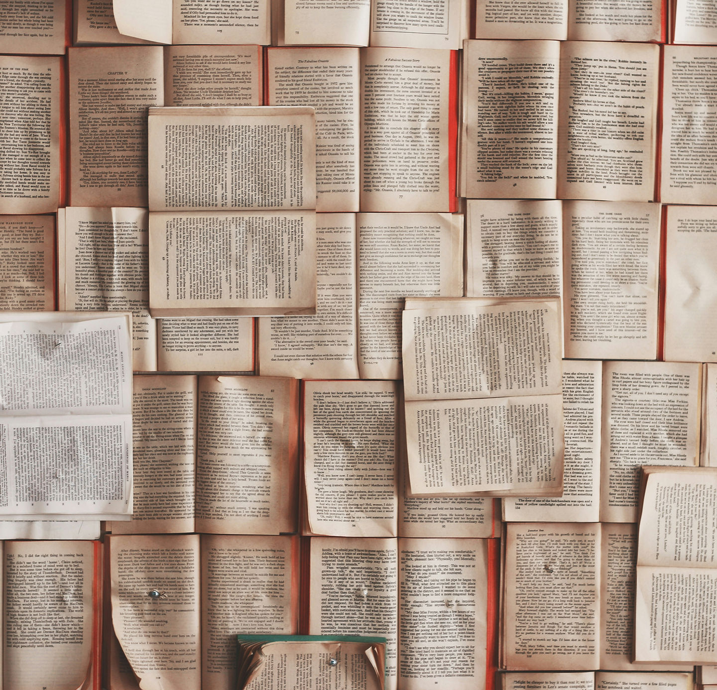 A stack of worn books