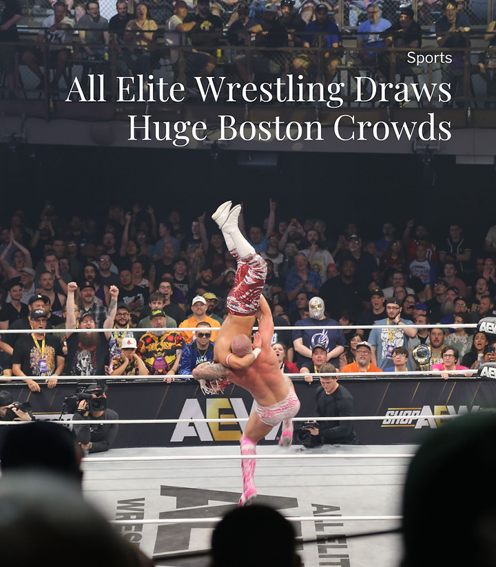 Student newspaper artwork for an All Elite Wrestling story